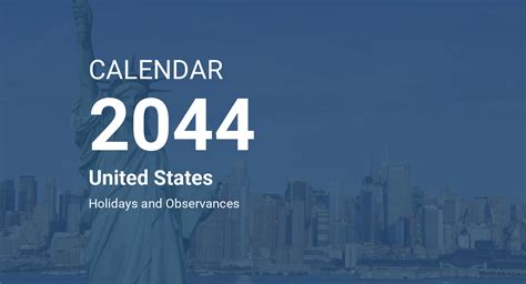 2044|Calendar for Year 2044 (United States)